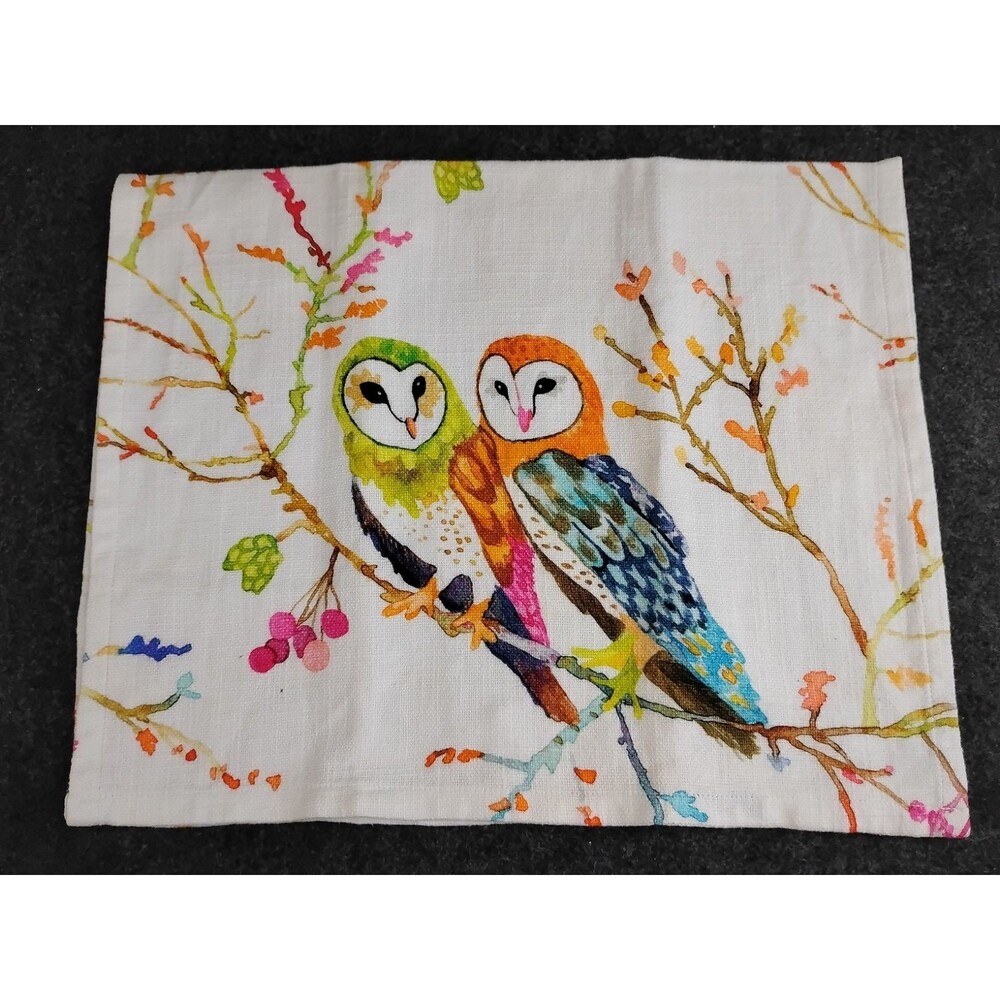 Owl Kitchen Tea Towel 100% Cotton Colorful Art Betsy Olmsted Size 23x14 inches